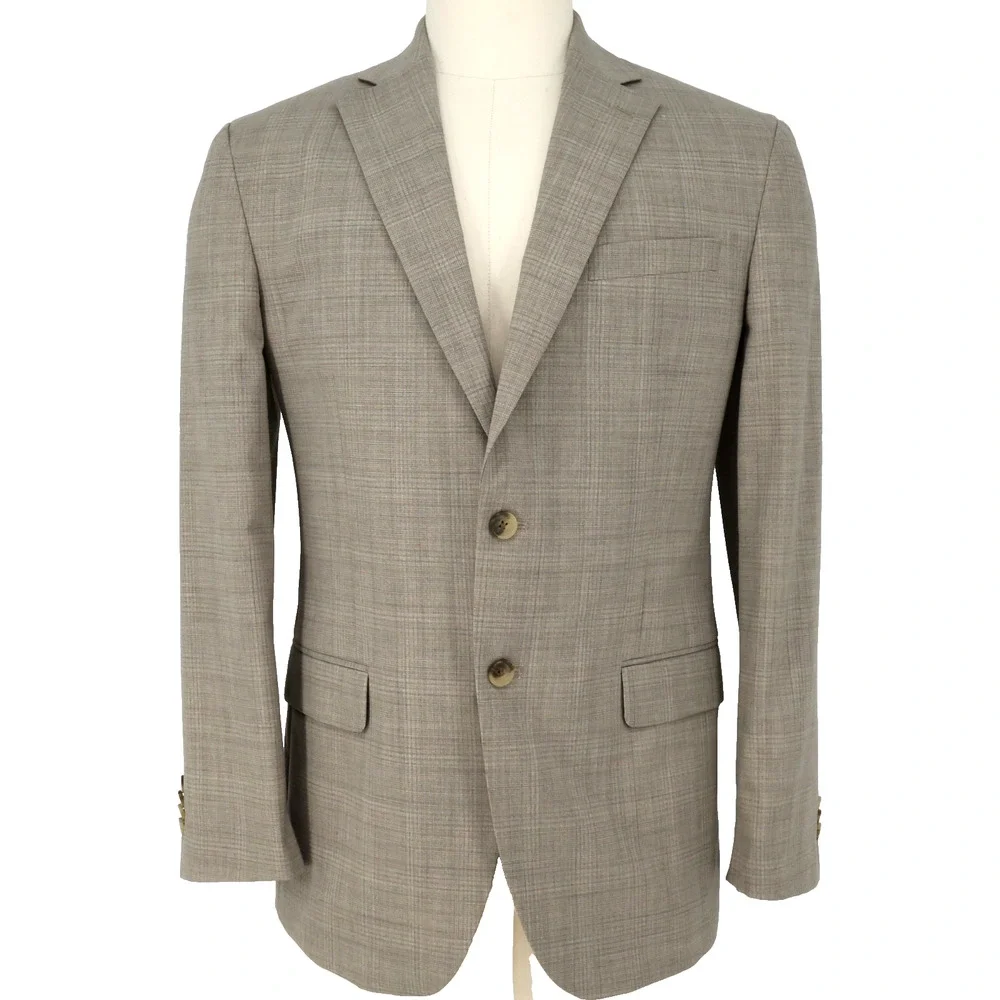 Kenneth Cole Sport Coat Mens 42R Beige Wool Jacket Lined Slim Fit Awearness